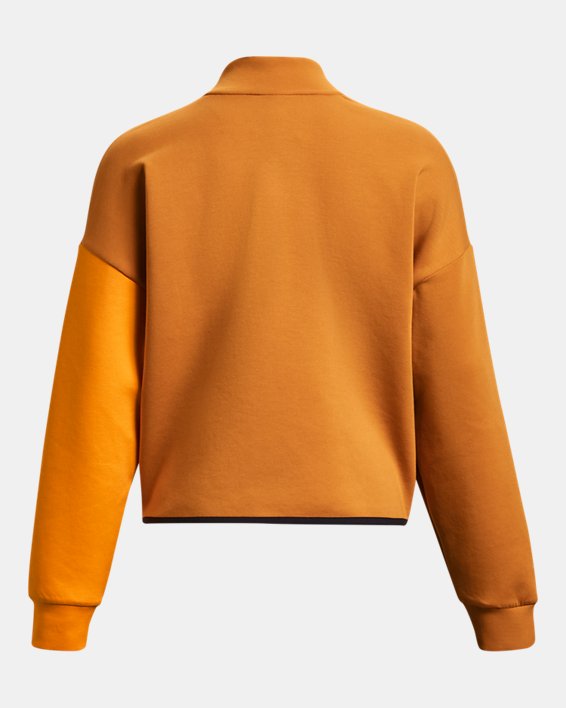 Haut court à col ras du cou UA Unstoppable Fleece pour femme, Orange, pdpMainDesktop image number 5